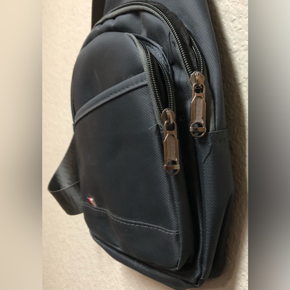 WESTEND Sleek Black Belt Bag with Red Accent.Nylon Unisex Crossbody Sling Bag. - Picture 9 of 9